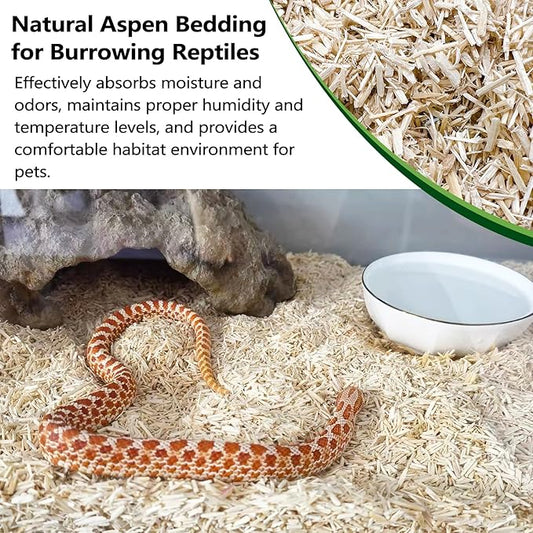 BNOSDM Aspen Snake Bedding,Corn Snake Substrate,Reptile Forest Floor Bedding,Amphibian Tank Substrate,Aspen Shavings Bedding for Ball Python,Lizard,Tortoise,Hamster,4 Quart BNOSDM