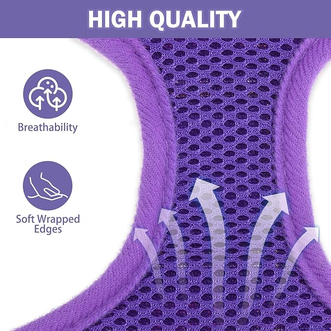 SCENEREAL Puppy Dog Harness with Leash Set for Small Medium Sized Dogs, Soft Mesh Step in Pet Harnesses and Leash, No Chock Plaid Adjustible No Pull Vest for Dogs Cats, Chihuahua,Bulldog (Purple S) SCENEREAL