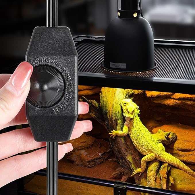 REPTI ZOO Reptile Light Fixture with Dimmable Switch,5.5 inch Deep Dome Lamp Fixture for Reptile Tank Terrarium,Optical Reflection Cover for UVB UVA Bulb Basking Heat Bulb REPTIZOO