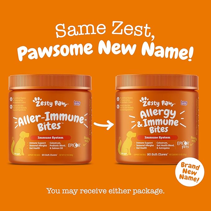 Zesty Paws Dog Allergy Relief- Dog Itching Skin Relief- Dog Probiotics for Itchy Skin and Itchy Ears- Dog Allergy Paw Relief- Dog Allergy Chews- Dog Itch Relief - Dog Skin Allergy Relief - Lamb - 90ct ZestyPaws