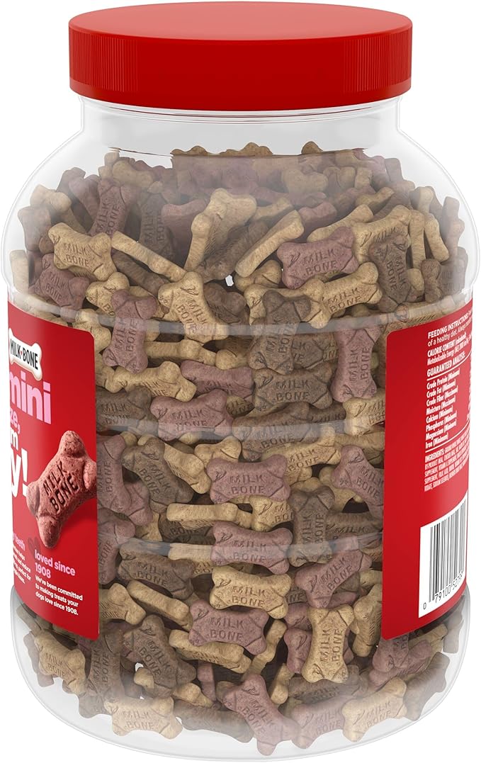 Milk-Bone Mini's Flavor Snacks Dog Treats Bundle: 36 Ounce Canister + 2 Refill Packs - PAWPICO