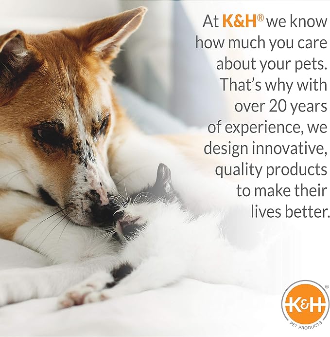 K&H Pet Products Thermo-Kitty Mod Dream Pod Heated Cat Bed for Large Cats, Indoor Heated Cat Cave, Thermal Cat Mat Hideaway for Small or Large Cats and Kittens 22 Inches Tan/Black - PAWPICO