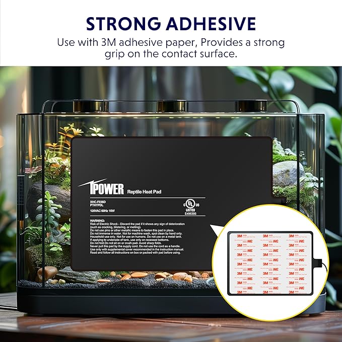 iPower 8 by 12-Inch 16W Reptile Heat Mat, LCD Digital Aquarium Thermometer, Under Tank Warmer Terrarium Heat Pad for Turtles Lizards Frogs and Other Small Animals, Multi Sizes iPower