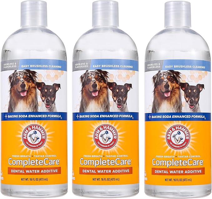 Arm & Hammer Complete Care Fresh Dental Water Additive for Dogs, 16 Fl Oz - 3 Pack - Flavorless Dog Water Additive, Dog Mouth Wash, Dog Dental Rinse, PetWater Additive, Pets Dental Care for Bad Breath ARMHAMMER