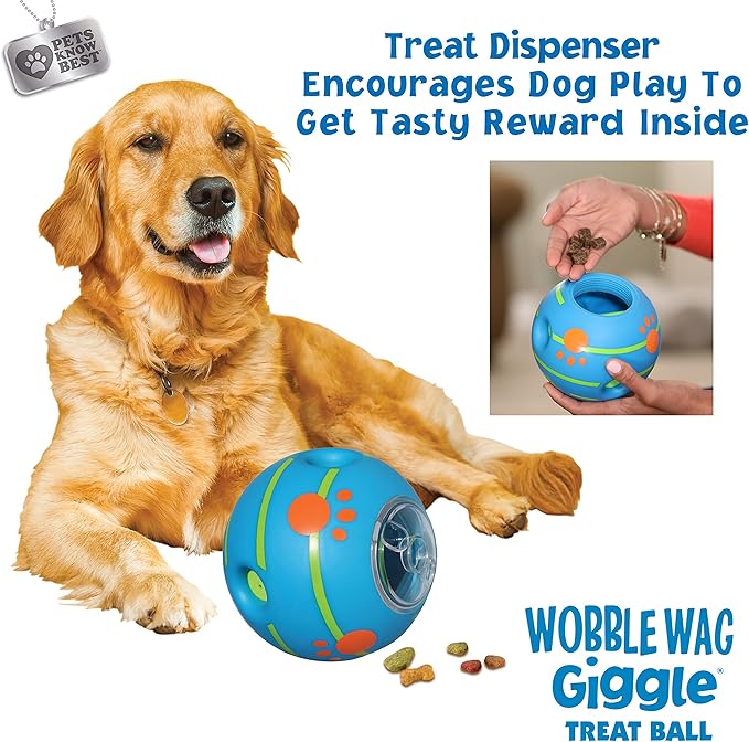 Wobble Wag Giggle Treat Ball- Interactive Dog Toy & Treat Dispenser, Fun Giggle Sounds When Rolled or Shaken, Great for Dogs Pets Know Best - PAWPICO
