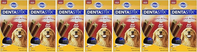 PEDIGREE DENTASTIX Large Dog Dental Treats Beef Flavor Dental Bones, 7 Count (Pack of 7) - PAWPICO