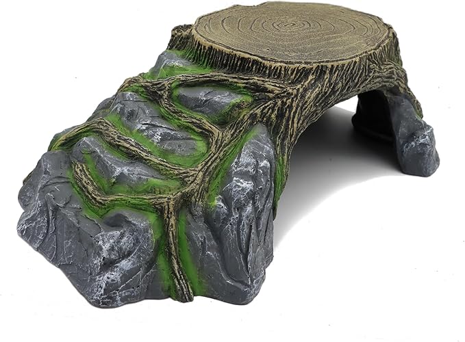 Extra Large Resin Reptile Hideouts Cave Habitat Decor for Reptiles, Amphibians, Fish Tanks and Gecko, Leopard JIHAQUA