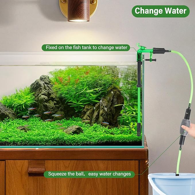 AQQA Aquarium Siphon Gravel Vacuum Fish Tank Cleaner kit,Stress Ball Python Water Changer,Extendable Length and Fixed On Fish Tank,Manually Water Changer Wash Sand (L) AQQA