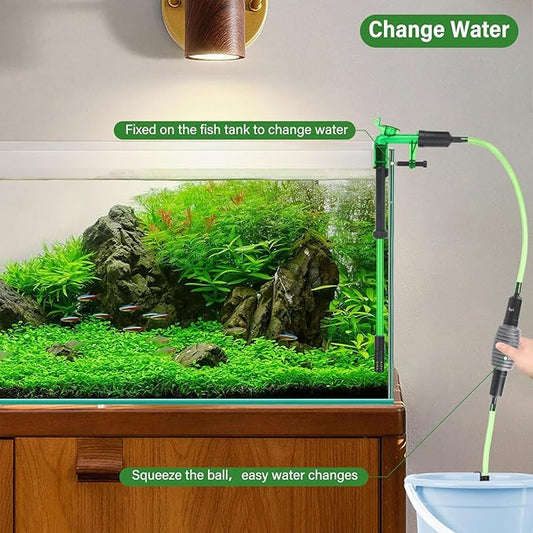 AQQA Aquarium Siphon Gravel Vacuum Fish Tank Cleaner kit,Stress Ball Python Water Changer,Extendable Length and Fixed On Fish Tank,Manually Water Changer Wash Sand (S) AQQA