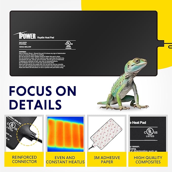 iPower 8 by 18-Inch 24W Reptile Heat Mat, LCD Digital Aquarium Thermometer, Under Tank Warmer Terrarium Heat Pad for Turtles Lizards Frogs and Other Small Animals, Multi Sizes iPower