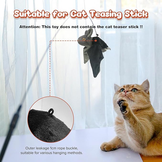Cat Toys Intelligent Flapping Bat, Hanging Interactive Cat Toys for Indoor Cats Chase Exercise, Suitable for Cat Teaser Stick, Vivid Chirping, 3 Modes, Rechargeable - PAWPICO