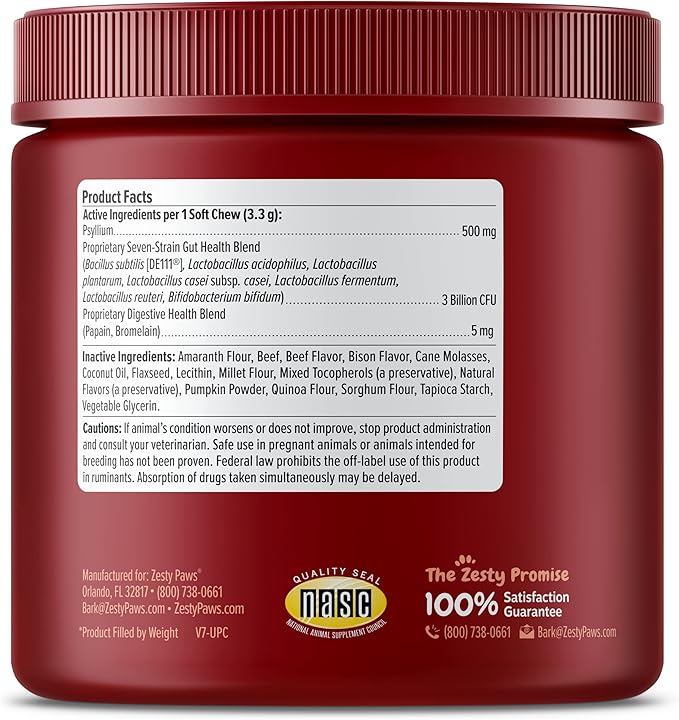 Zesty Paws Probiotics for Dogs - Digestive Enzymes for Gut Flora, Digestive Health, Diarrhea & Bowel Support - Clinically Studied DE111 - Dog Supplement Soft Chew for Pet Immune System - AE, 90 Ct ZestyPaws