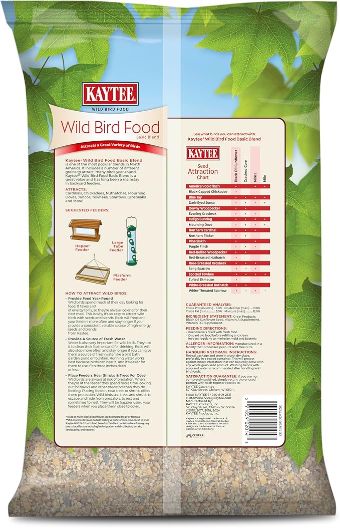 Kaytee Wild Bird Basic Seed, 20lbs (2 Packs of 10lbs) Kaytee