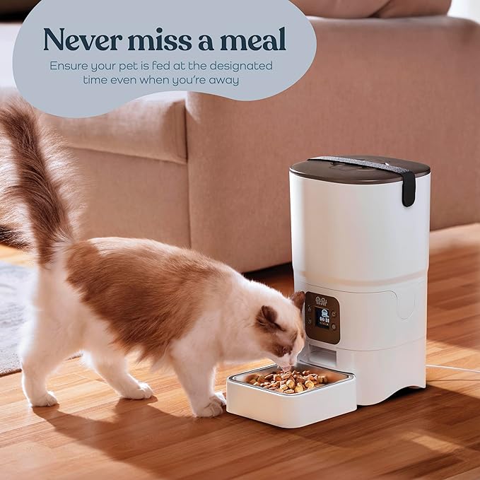 Smart Automatic Cat Feeder - 6-L Reliable Automatic Cat Food Dispenser with Display LCD Screen for Easy Set Up -Portion Control Automatic Dog Feeder - Desiccant Bag Keeps Dry Food Fresh-Voice Recorder - PAWPICO