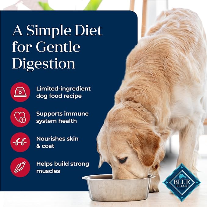 Blue Buffalo Basics Adult Dry Dog Food, Skin & Stomach Care, Limited Ingredient Diet for Dogs, Salmon Recipe, 24-lb. Bag - PAWPICO