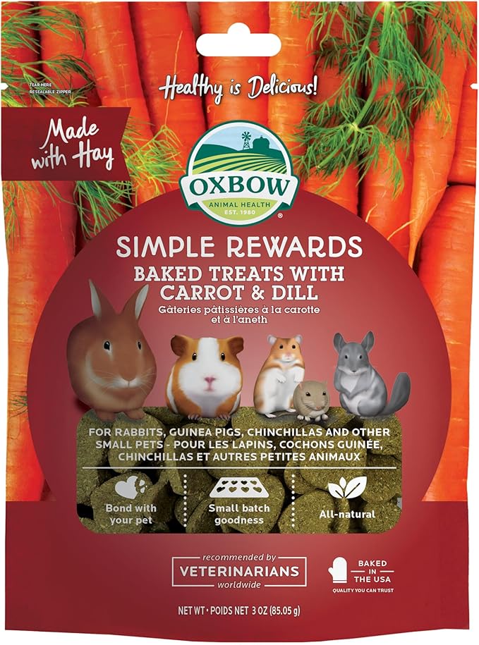 Oxbow Simple Rewards Baked Treats with Carrot, Dill, and Hay for Rabbits, Guinea Pigs, Chinchillas, and Small Pets, 3 Ounce (Pack of 1) OxbowAnimalHealth