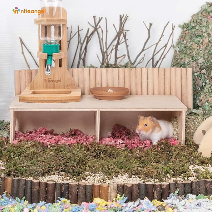 Niteangel Hamster Secret Peep Shed 2-Chamber Hideout & Tunnel Exploring Toys (Large - for Syrian Hamster) Niteangel
