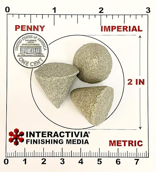 3/4” x 7/8” Straight Cut Cones - General Purpose Formula Tumbling Or Vibratory Media 1.2 lbs/0.54 kg Includes a (Clean, Dry and Store) Bag for use in Vibrating Tumbler Or Rotating Tumbler InteractiviaFinishingMedia