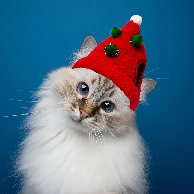 Hats for Pet Rabbit Costume for Bunny, Rabbit Christmas Outfit, Bunny Accessories for Small Pets Rabbits Dogs, Pet Christmas Clothes Hat Outfits, Cat Halloween Costumes (RED, Small) HomedyCrafts