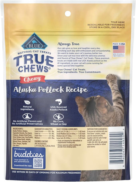 Blue Buffalo True Chews Natural Chewy Cat Treats, Alaska Pollock 3 oz bag BlueBuffaloCompanyLtd
