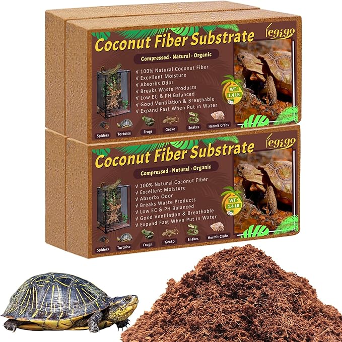 Legigo 4 Pack Compressed Coconut Fiber Substrate - 100% Organic Coconut Fiber Brick Bedding for Reptiles, Natural Coco Husk Substrate Terrarium Bedding for Snake, Hermit Crabs, Frogs, Tortoise, Gecko Legigo