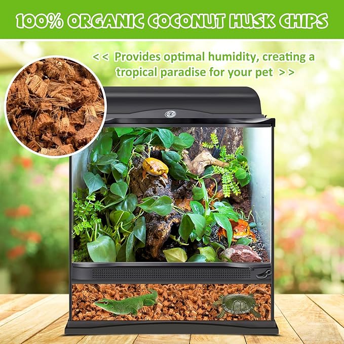 Legigo 4 Pack Coconut Chip Substrate for Reptiles, Natural Coco Husk Chip Reptiles Bedding, Compressed Coconut Chip Substrate for Snake, Tortoise, Ball Python, Gecko, Lizard Terrarium Tanks Legigo