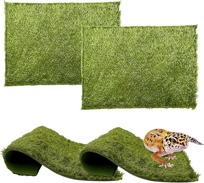 kathson 4pcs Reptile Carpet Terrarium Liner Tortoise Bedding Reptile Substrate Liner Mat Pet Cage Mats Supplies for Lizard Snake Bearded Dragon Gecko Chameleon Turtle Iguana (11.81 X 7.87 in) kathson