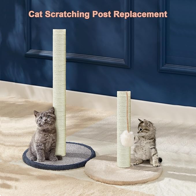 Cat Scratching Post Replacement Pole,4 PCS 11.81in Cat Tree Replacement Post,Natural Sisal Cat Tree Replacement Parts with M8 Screws,Cat Scratch Post Replacement for Refurbishment - PAWPICO
