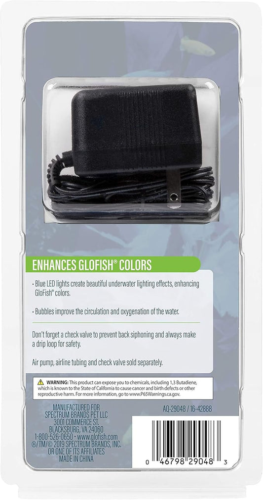 GloFish Blue LED Bubbler, Aquarium Lights with Air Stone for Fish Tanks 2.6-Inch x 4-Inch x 0.5-Inch (Pack of 2) GloFish