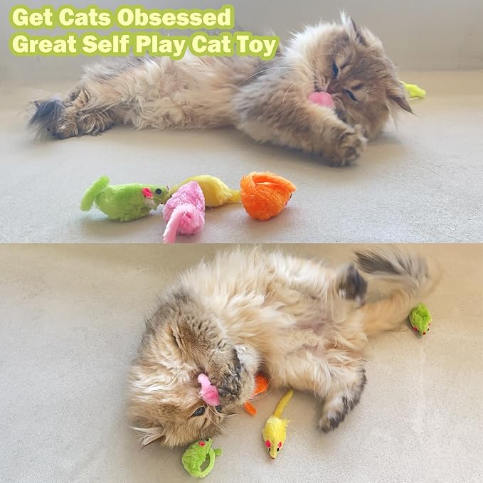 12PCS Cat Mouse Toy, Faux Fur Cat Mice Toys, 5.5” Realistic Size Mouse Toys for Cats, Rattle Cat Toy Mouse, Prefilled Catnip Mouse Cat Toy, Interactive Cat Toy for Bored Indoor Adult Cats - PAWPICO