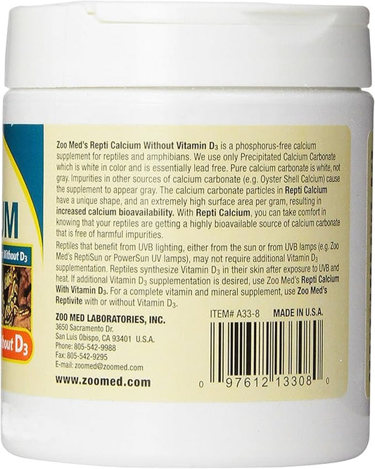 Zoo Med Reptile Calcium Without Vitamin D3 (8-Ounce / 3 Pack) ZooMed