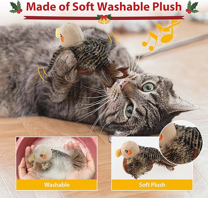 Gigwi Interactive Cat Toys for Indoor Cats, Rechargeable Motion Activated Cat Toy, Automatic Flapping and Chirping Cat Toy with Catnip, Beating Wings Hanging Cat Toy - PAWPICO