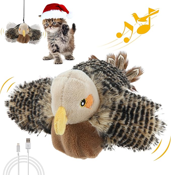 Gigwi Interactive Cat Toys for Indoor Cats, Rechargeable Motion Activated Cat Toy, Automatic Flapping and Chirping Cat Toy with Catnip, Beating Wings Hanging Cat Toy - PAWPICO