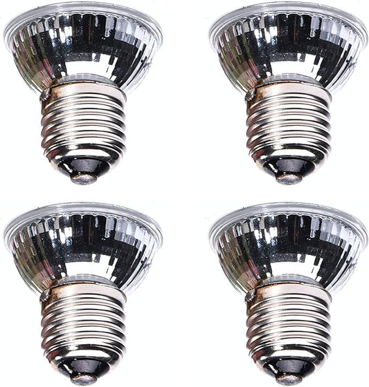 CALPALMY 4-Pack 50W UVA+UVB Bulbs | Heat and Light for Reptiles and Amphibian Tanks, Terrariums and Cages | Works with Various Lamp Fixtures CalPalmy