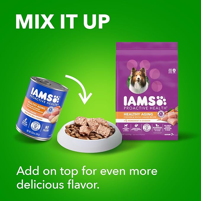 IAMS Proactive Health Healthy Aging Adult Dry Dog Food for Mature and Senior Dogs with Real Chicken, 15 lb. Bag - PAWPICO