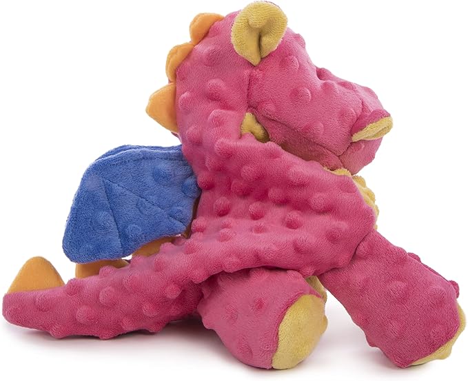 goDog Bubble Plush Dragons Squeaky Dog Toy, Chew Guard Technology - Coral, Large - PAWPICO