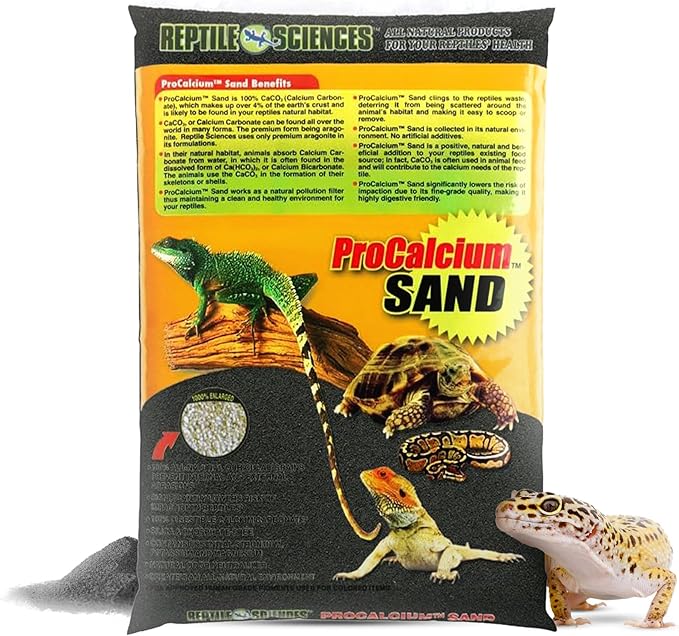 Reptile Science Black Pro-Calcium Terrarium Sand, 10 Lbs - Premium Substrate for Aquariums and Terrariums, Ideal for Fish Tank Décor and Reptile Habitats NaturesOcean