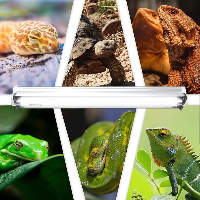 Hypool T8 Strip UVB UVA Reptile Lighting Fixture with 18-Inch 15 Watt UVB 10.0 Fluorescent Bulb Combo Kit 10-Percent UVB Desert Pet Habitat Light for Reptiles Amphibian Hypool