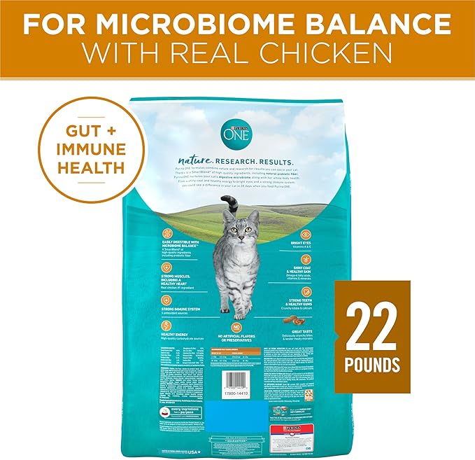 Purina ONE Natural Dry Cat Food, Tender Selects Blend With Real Chicken - 22 lb. Bag - PAWPICO