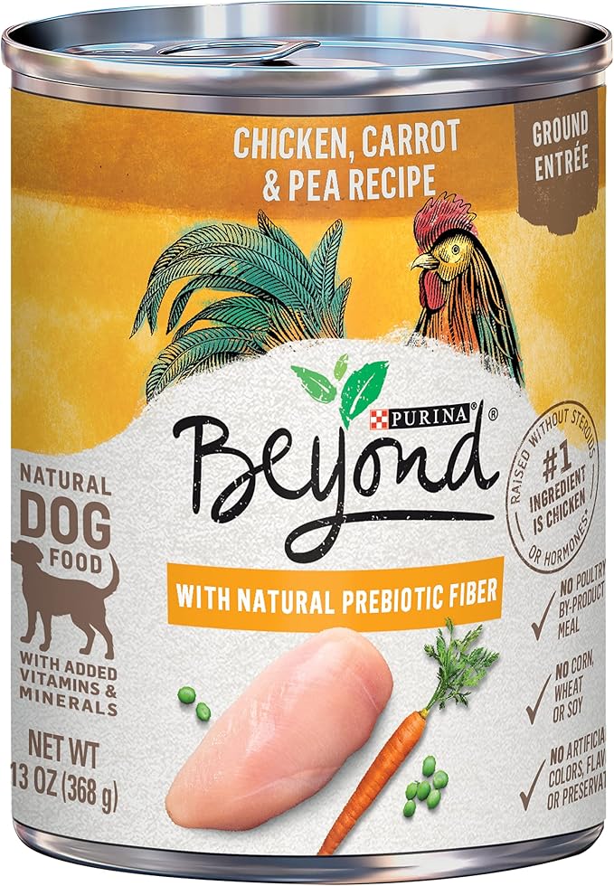 Purina Beyond Grain Free, Natural Pate Wet Dog Food, Grain Free Chicken, Carrot & Pea Recipe - (12) 13 oz. Cans - PAWPICO