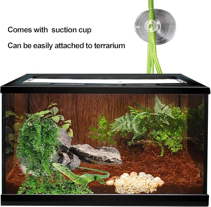 kathson 8 PCS Reptile Vines Plants Flexible Bendable Jungle Climbing Vine Terrarium Plastic Plant Leaves Pet Tank Habitat Decor for Bearded Dragons Lizards Geckos Snakes Frogs and More Reptiles kathson