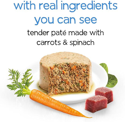 Beneful Purina Infused Wet Dog Food Pate with Real Lamb, Carrots and Spinach, with Sunflower Oil - (8 Packs of 3) 3 oz. Sleeves - PAWPICO