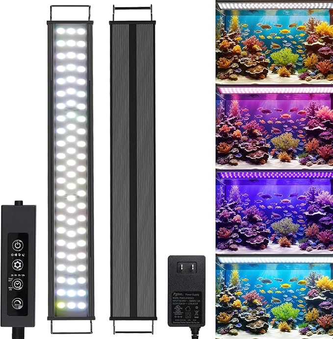 Full Spectrum LED Aquarium Light 48W, 48''-55'' Adjustable Fish Tank Lights Auto on/Off with Timer Dimmable for Freshwater Plants, 4 Natural Modes Aquarium Plant Light Danhh