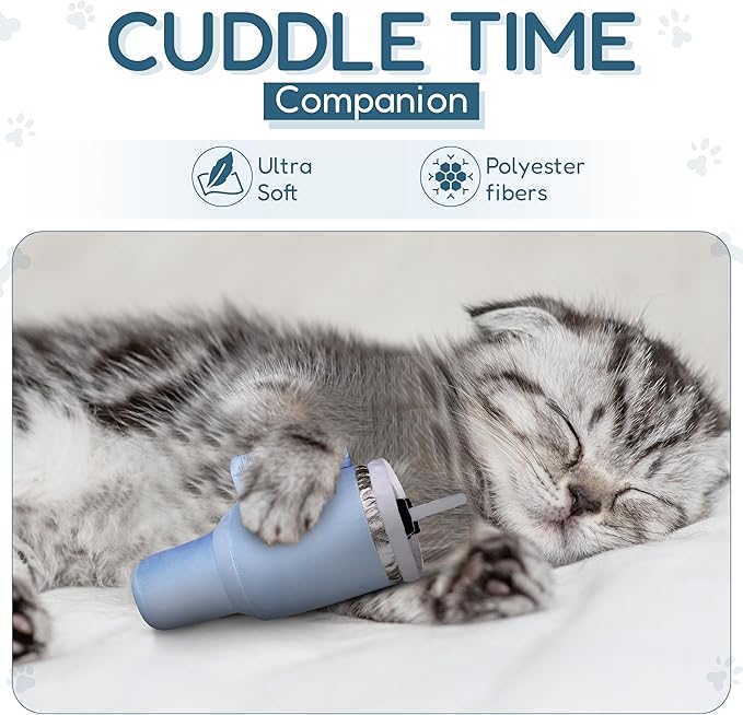 Kitty Cup Tumbler Cat Toy – Cute Cat Toy with Catnip, Crinkle Cat Toys for Cat Birthdays or Christmas, Funny Cat Toys for Kittens (Chambray Blue) - PAWPICO