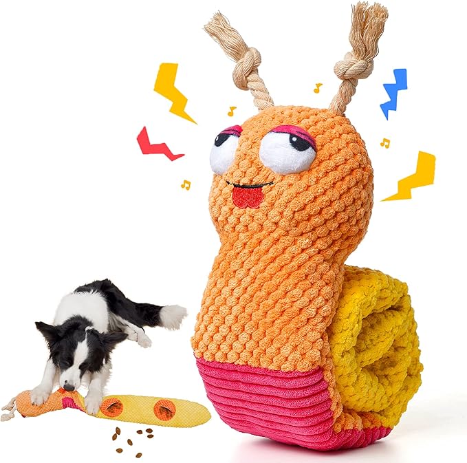 Dog Enrichment Toys - Dog Puzzles Squeaky Treat Dispensing Crinkle Plush Snuffle Toys - Dog Treat Toy for Small Medium Large Dogs Tough Funny Soft Puppy Toy, Snail - PAWPICO