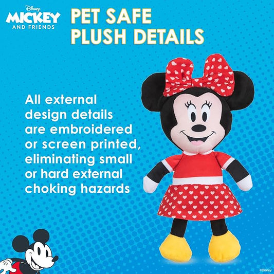 Minnie Mouse Plush Squeaky Dog Toy 9in | Disney Dog Toys | Plush Squeaker Toy for Dogs Inspired by Minnie Mouse, Disney Mickey and Friends - PAWPICO