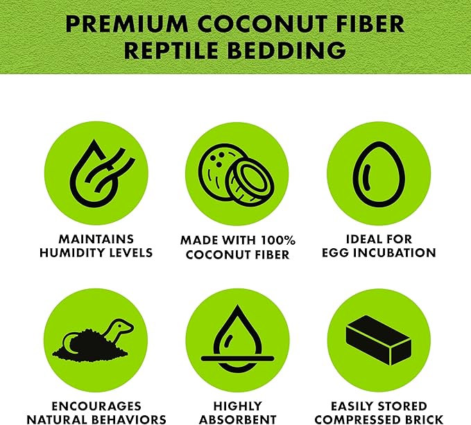 Zilla Coconut Husk Brick, Organic Bedding for Reptiles, Made with 100% Coconut Fiber, Ideal for Tropical Habitats and Egg Incubation Zilla