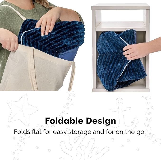 Furhaven Soft & Cozy Cat Bed w/ Catnip Toy for Indoor Cats, Washable w/ Removable Pillow Cushion Insert - Corduroy Boat Bed - Blue, Small - PAWPICO