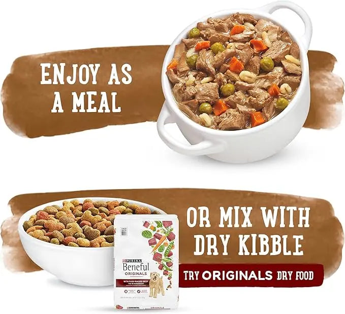 Beneful Purina Gravy Wet Dog Food Variety Pack, Prepared Meals Stew - (12) 10 oz. Tubs (Pack of 2) - PAWPICO