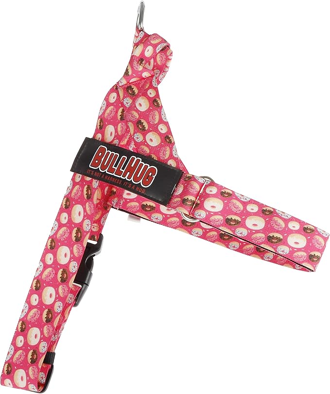 BULLHUG Harness – Made for Larger Chested Dogs Like English Bulldogs, French Bulldogs, Pugs & More. Stops Dogs from Pulling & Choking on Walks (Donuts, XL) BULLHUG